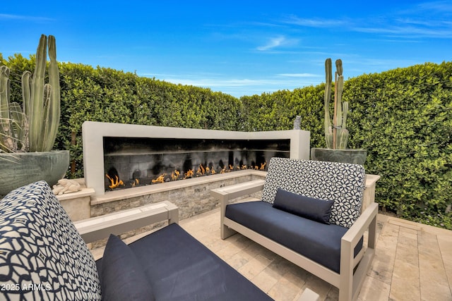 3109 E Sierra Madre Way, Phoenix, AZ 85016 - view of patio / terrace featuring an outdoor living space with a fireplace