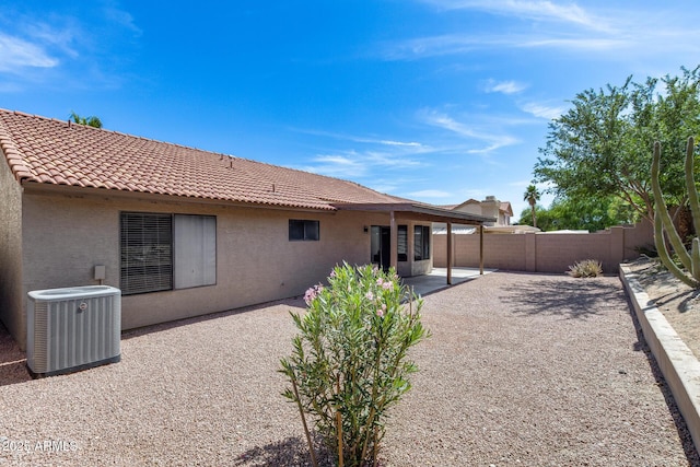 2730 E Desert Trumpet Rd, Phoenix, AZ 85048 - rear view of property with cooling unit, a fenced backyard, stucco siding, a patio, and a tile roof