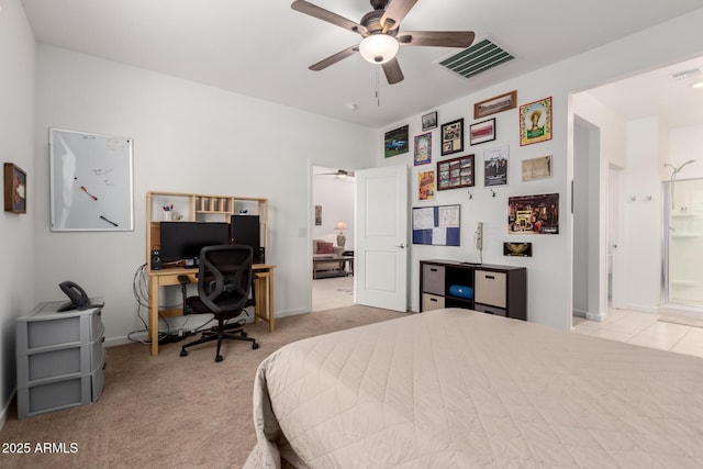 14233 W Georgia Dr, Surprise, AZ 85379 - bedroom with carpet flooring, baseboards, an office area, and a ceiling fan