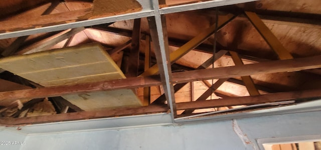 view of unfinished attic