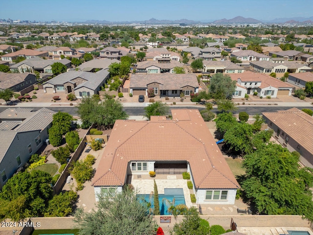 aerial view with a mountain view