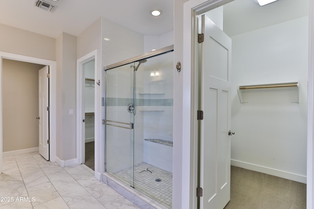 1505 W Orangewood Ave W, Phoenix, AZ 85021 - full bath with a walk in closet, a stall shower, and recessed lighting
