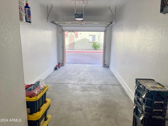 garage with a garage door opener