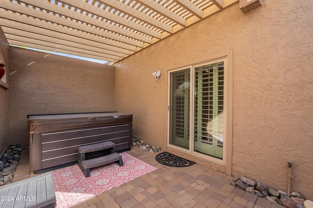 view of patio featuring a pergola