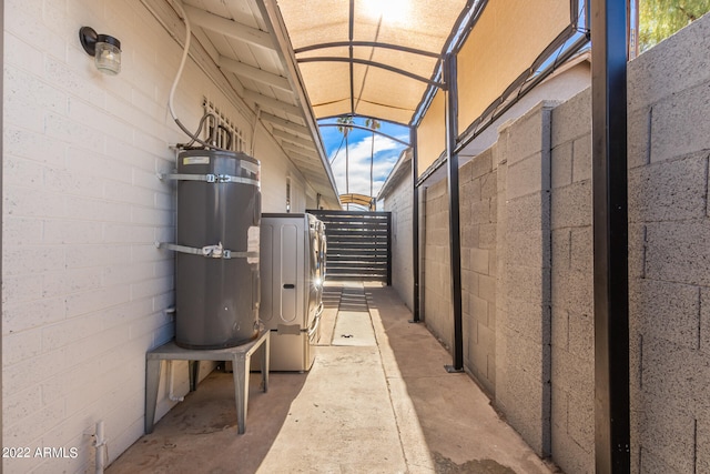 exterior space featuring strapped water heater