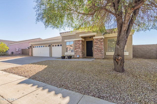 view of front of property with a garage