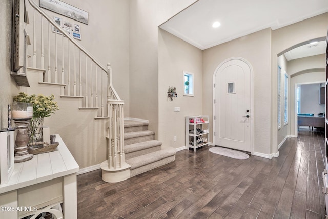 entrance foyer with dark wood-type flooring