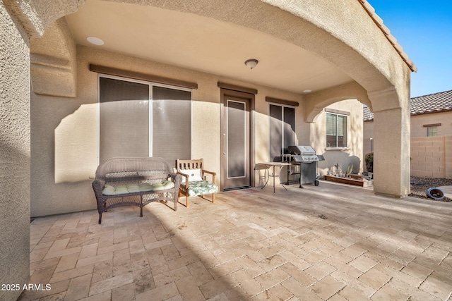 view of patio featuring area for grilling