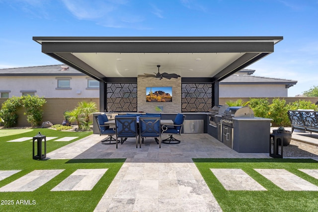 20795 W San Juan Ave, Buckeye, AZ 85396 - view of patio featuring a ceiling fan and outdoor dining space