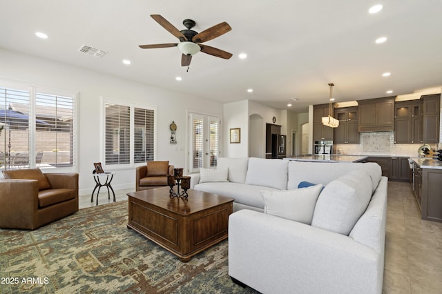 5332 E Thunder Hawk Rd, Cave Creek, AZ 85331 - living area with recessed lighting and a ceiling fan