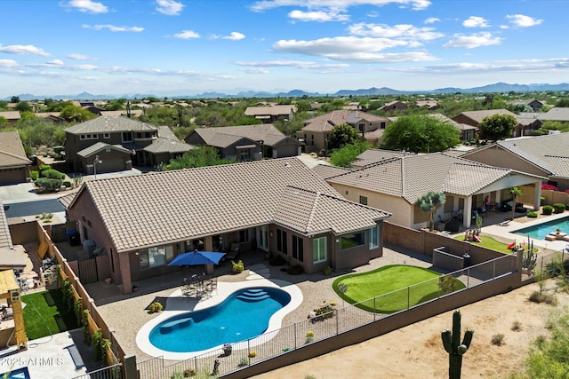 5332 E Thunder Hawk Rd, Cave Creek, AZ 85331 - aerial view of residential area featuring a pool area and a mountainous background