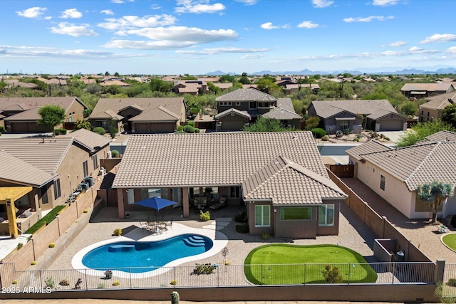 5332 E Thunder Hawk Rd, Cave Creek, AZ 85331 - aerial view of residential area with a pool area and a mountainous background