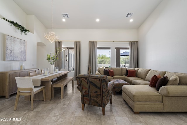 5332 E Thunder Hawk Rd, Cave Creek, AZ 85331 - living area with a chandelier and recessed lighting