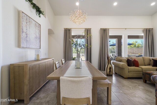 5332 E Thunder Hawk Rd, Cave Creek, AZ 85331 - dining space featuring a chandelier and recessed lighting