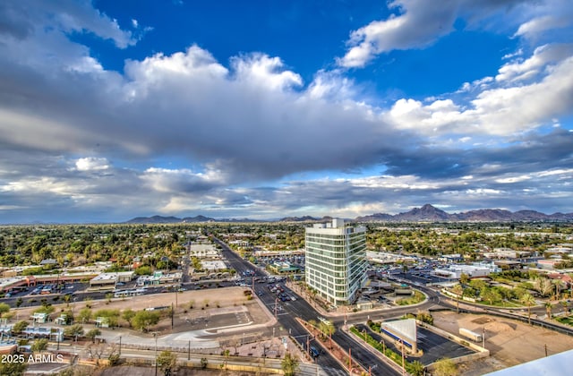 aerial view featuring a mountain view