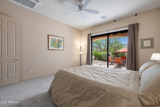 7445 E Eagle Crest Dr Unit 1015, Mesa, AZ 85207 - carpeted bedroom with access to exterior, baseboards, and ceiling fan