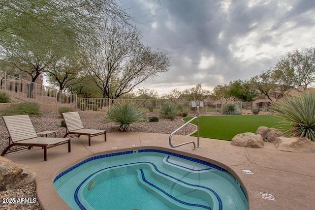 7445 E Eagle Crest Dr Unit 1015, Mesa, AZ 85207 - view of pool featuring fence, a patio, and a swimming pool