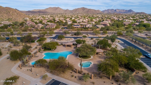7445 E Eagle Crest Dr Unit 1015, Mesa, AZ 85207 - aerial view of residential area with a pool area and mountains