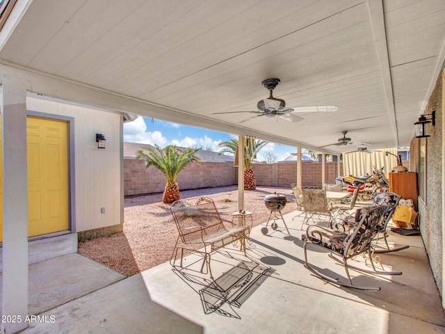 view of patio / terrace with ceiling fan