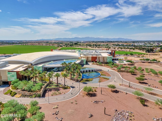 birds eye view of property featuring a mountain view