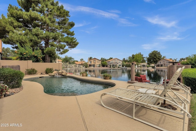 1558 W Maplewood St, Chandler, AZ 85286 - view of pool with a water view, a patio area, and a residential view
