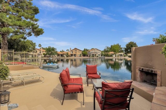 1558 W Maplewood St, Chandler, AZ 85286 - dock area featuring a water view, a residential view, and a patio area