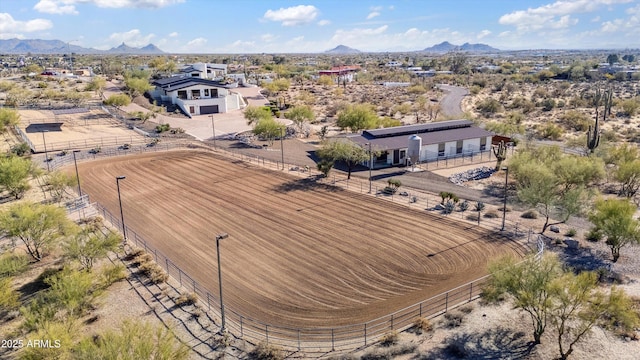 drone / aerial view with a rural view and a mountain view