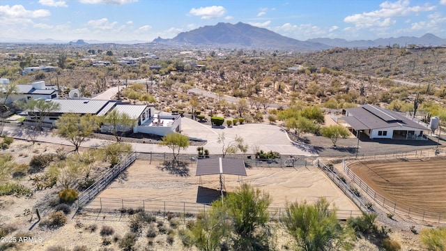 drone / aerial view featuring a rural view and a mountain view