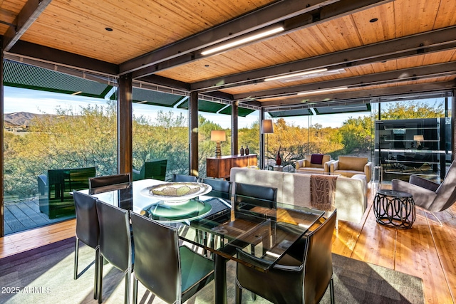 interior space with outdoor dining area