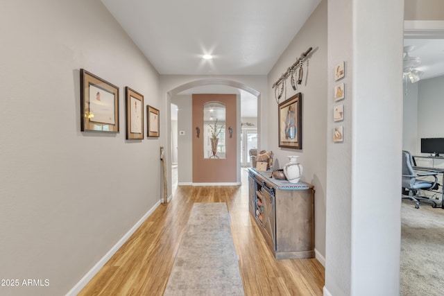 doorway to outside with light hardwood / wood-style floors