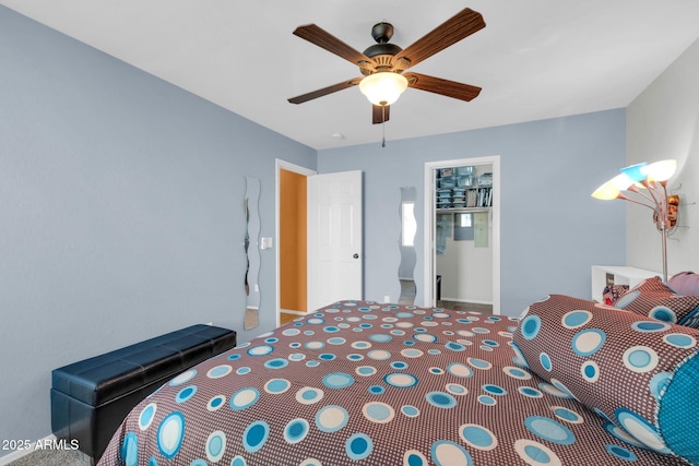 bedroom featuring ceiling fan