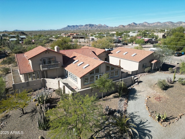 drone / aerial view with a mountain view