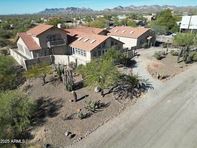 drone / aerial view with a mountain view