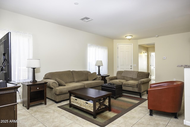 view of tiled living room