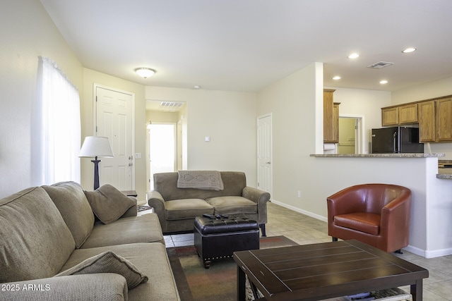 view of tiled living room