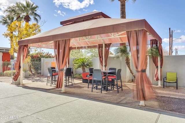 view of patio featuring a gazebo