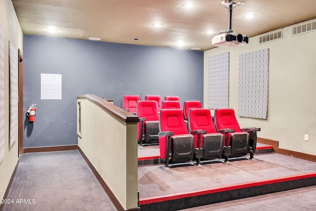 view of carpeted home theater