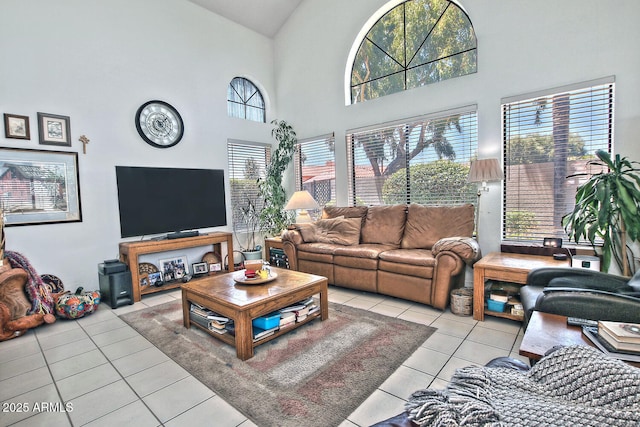8120 E Cortez Dr, Scottsdale, AZ 85260 - tiled living room with high vaulted ceiling