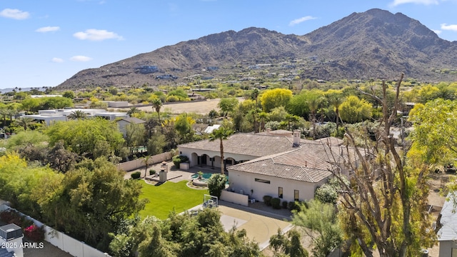 aerial view featuring a mountain view