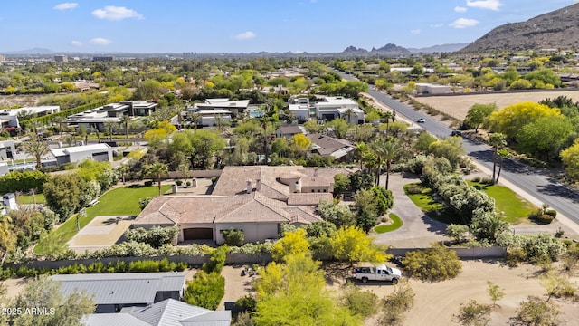 bird's eye view with a residential view and a mountain view
