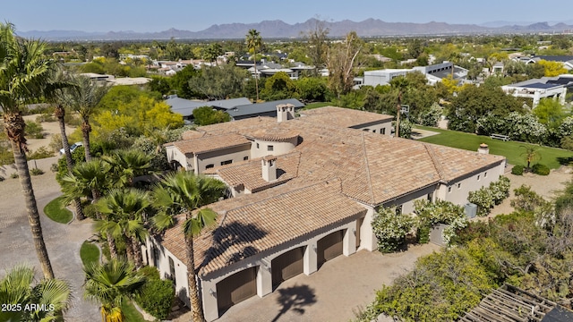 aerial view with a mountain view