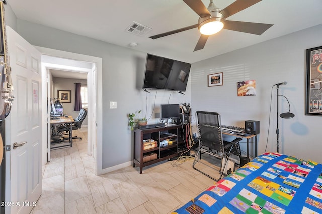 bedroom featuring ceiling fan