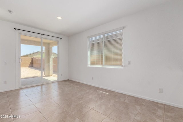 3036 E Riding Boot Way, San Tan Valley, AZ 85140 - spare room with light tile patterned floors, baseboards, a smoke detector, and recessed lighting