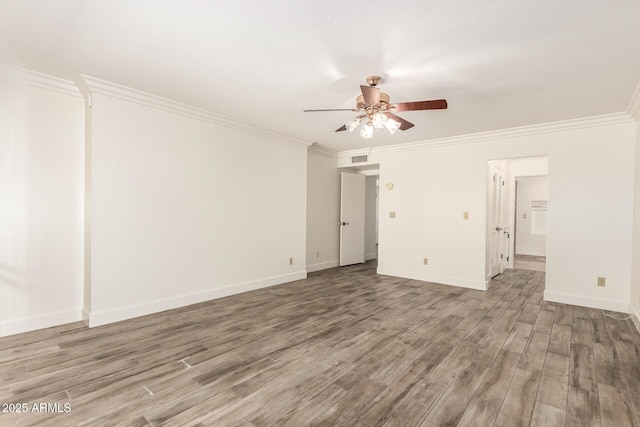 38 E Calavar Rd, Phoenix, AZ 85022 - empty room with ceiling fan, wood finished floors, and ornamental molding