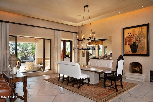 dining area featuring a chandelier