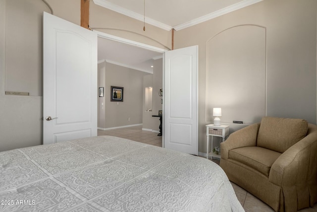 bedroom with crown molding