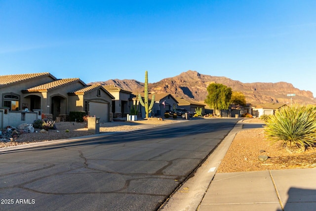 view of street with a mountain view