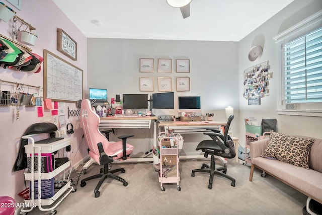 view of carpeted office space