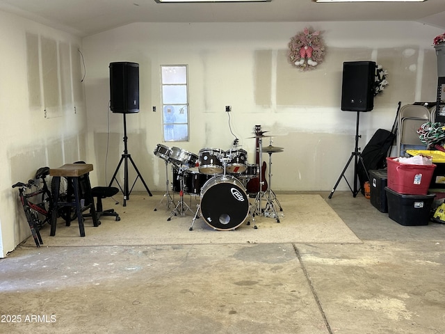 interior space featuring vaulted ceiling