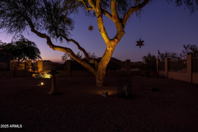 view of yard at dusk